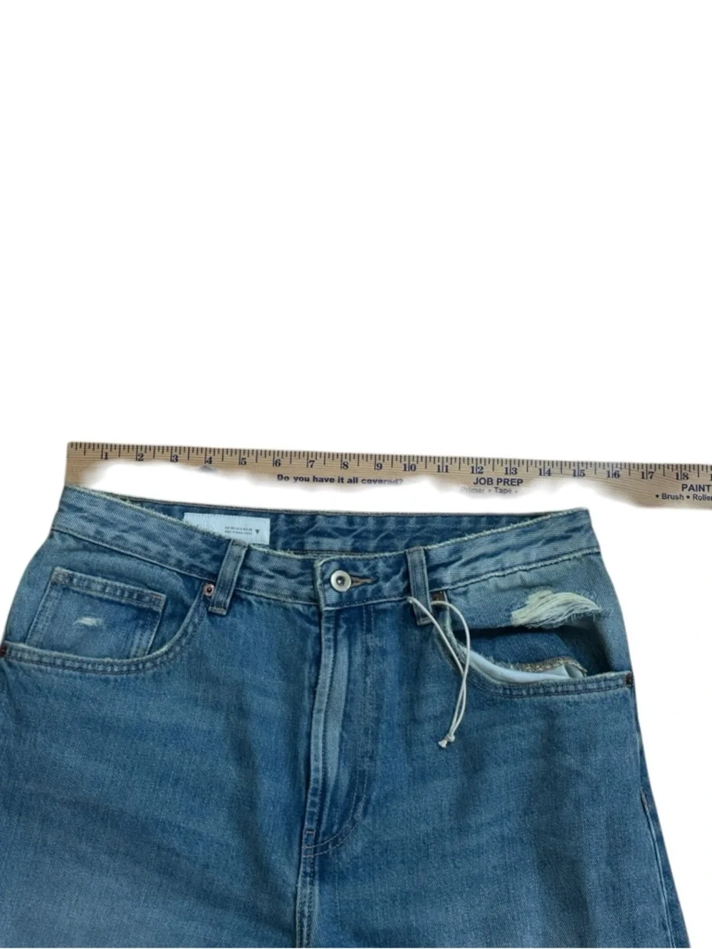 Zara The Boyfriend Ripped Mid-Rise Distressed Relaxed Jeans Sz 6 Waist 15 inches - Picture 12 of 16
